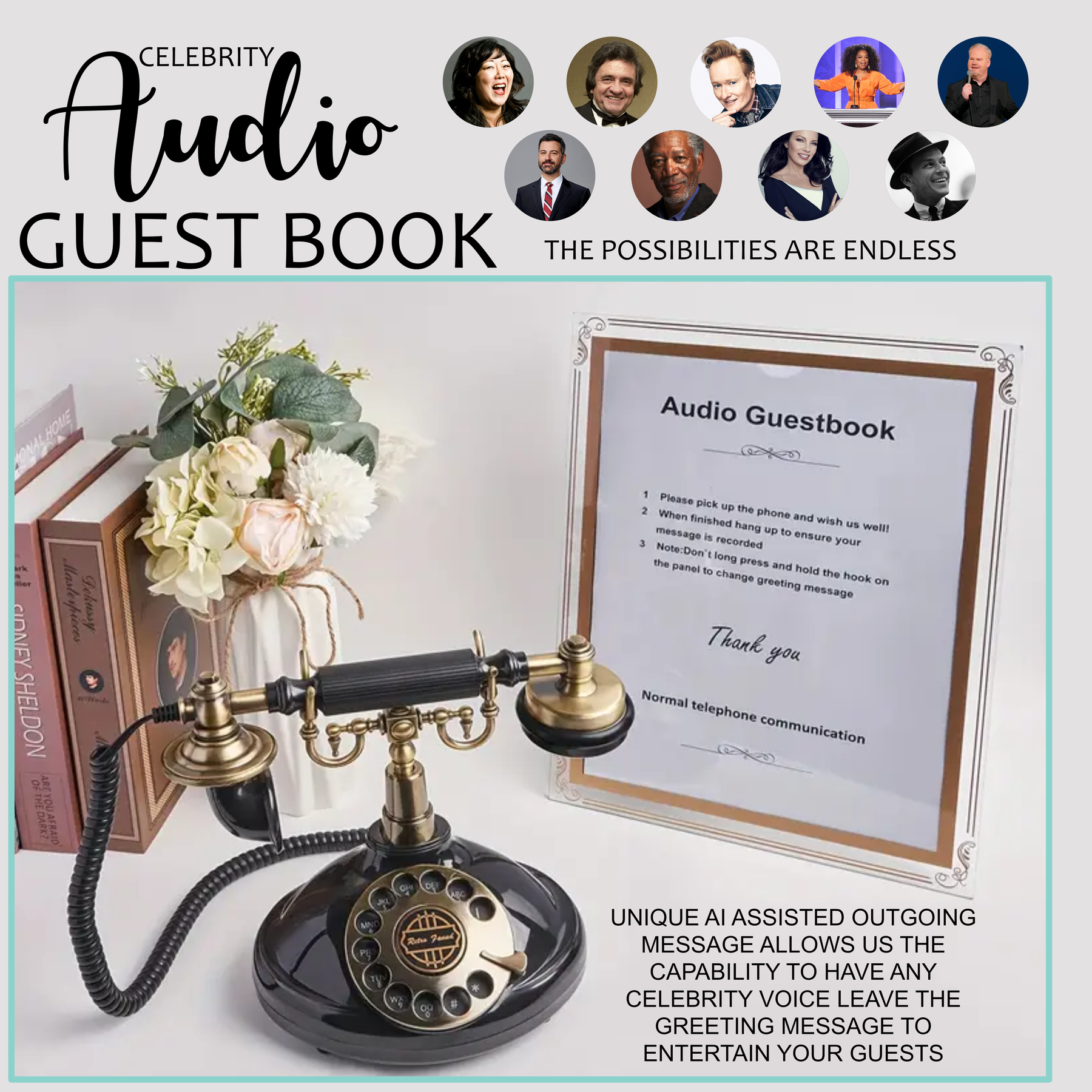 Celebrity audio guest book display