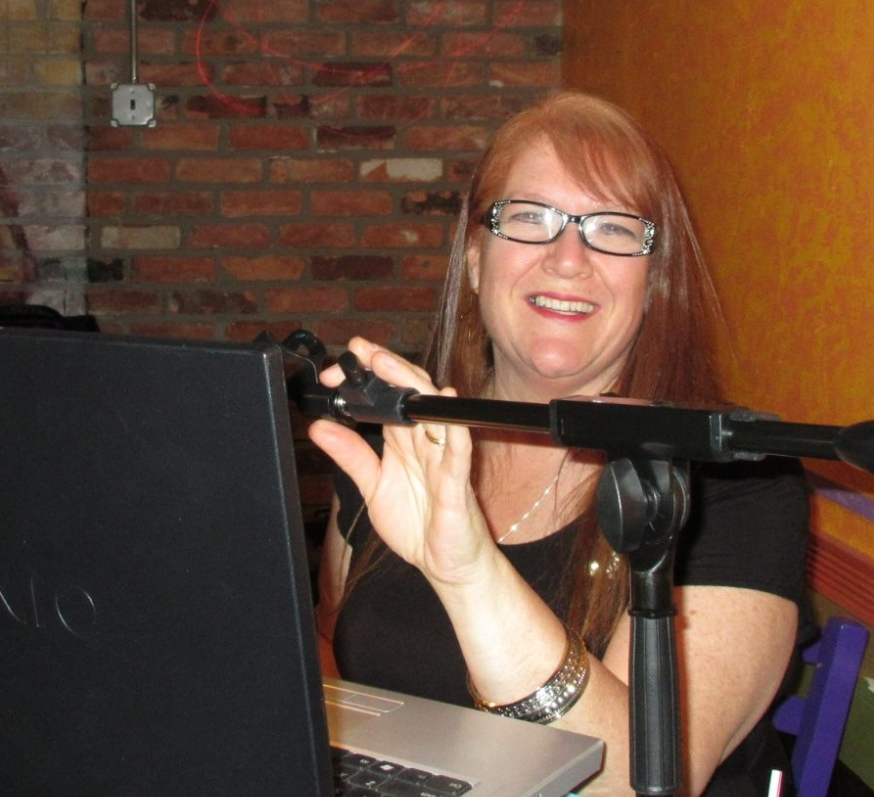 DJ Betty working at her DJ setup