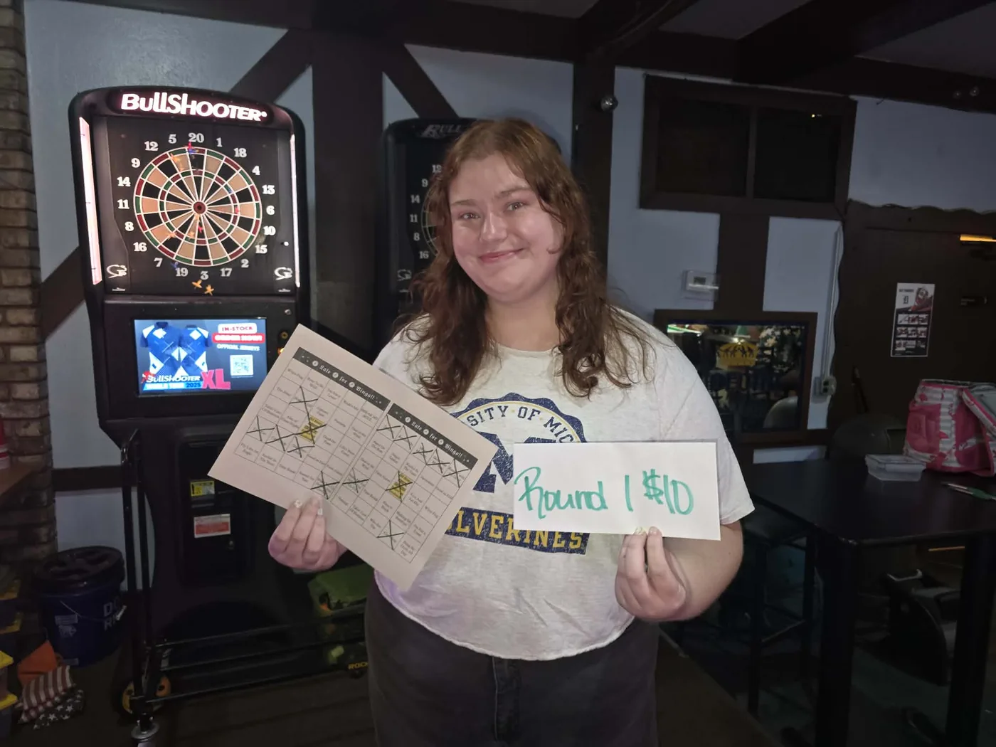 Round one Music Bingo winner at Brown Flannel Tavern in Westland, Michigan